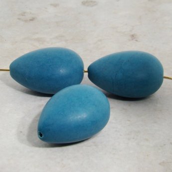 MATT TEAL 25X18MM TEAR DROP SMOOTH BEADS - Lot of 12