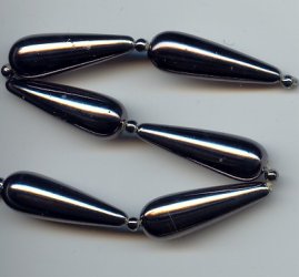 HEMATITE 30x10MM TEAR DROP BEADS - Lot of 12