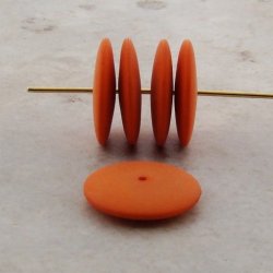PUMPKIN MATTE 18MM SMOOTH SPACER DISC BEADS - Lot of 12