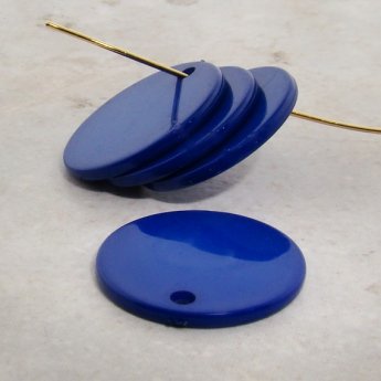 NAVY BLUE 27MM ROUND 1-HOLE PENDANTS - Lot of 12