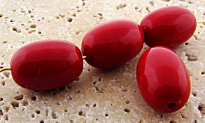 DARK RED 21X14MM SMOOTH OVAL BEADS - Lot of 12