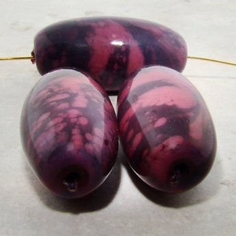 PINK MARBLE 40X20MM OVAL SMOOTH BEADS - Lot of 12