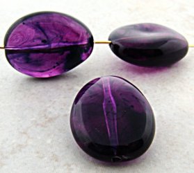 PURPLE MARBLE 26x20MM DIMPLED FLAT OVAL BEADS - Lot of 12