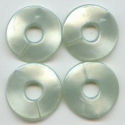 MINT GREEN PEARLIZED 3X30MM WAVY DISC BEADS - Lot of 12