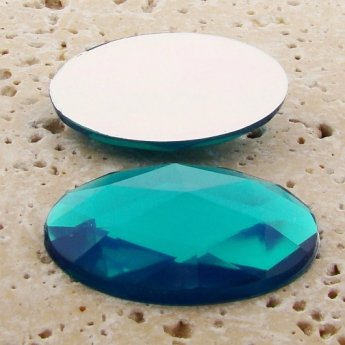 Blue Zircon Multi Faceted - 40x30mm. Oval Cabochons - Lots of 12