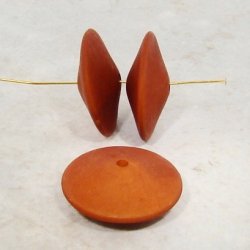 MATTE CARAMEL 24X9MM SAUCER SPACER BEADS - Lot of 12