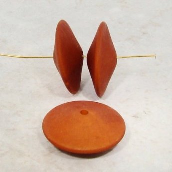 (image for) MATTE CARAMEL 24X9MM SAUCER SPACER BEADS - Lot of 12