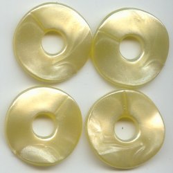 YELLOW PEARLIZED 3X30MM WAVY DISC BEADS - Lot of 12