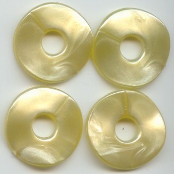 (image for) YELLOW PEARLIZED 3X30MM WAVY DISC BEADS - Lot of 12