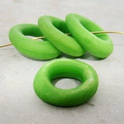 MATTE GREEN WASHED 29X27MM BAROQUE ROUND RINGS - Lot of 12