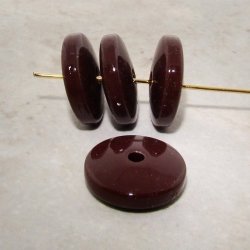DARK BROWN 17X6MM SMOOTH ROUND SPACER BEADS - Lot of 12