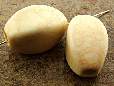 PEACH WATERSPOT 30X18MM OVAL BEADS - Lot of 12