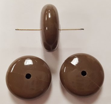 (image for) TAUPE 8x18mm. SMOOTH ROUND SAUCER SPACER BEADS - Lots of 12