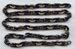 Jet, Matte Jet & Gold Plastic 10mm Link Cable Chain- 39" per Lot
