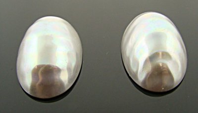 34X20MM GREY RAINBOW TEXTURED PEARL OVAL CABOCHON - Lot of 12