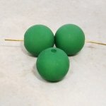 GREEN MATTE 12MM ROUND SMOOTH BEADS - Lot of 12
