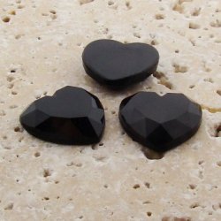 Jet Opaque Faceted - 18mm. Heart Domed Cabochons - Lots of 144