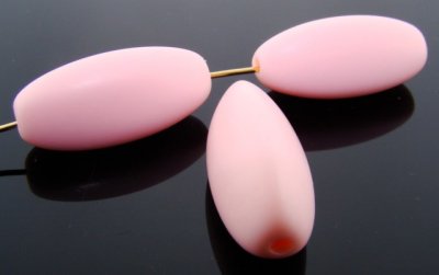 PINK MATTE 29X13MM TRIANGLE BEADS - Lot of 12