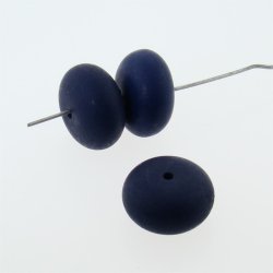 NAVY MATTE 18X11MM ROUND DONUT BEADS - Lot of 12