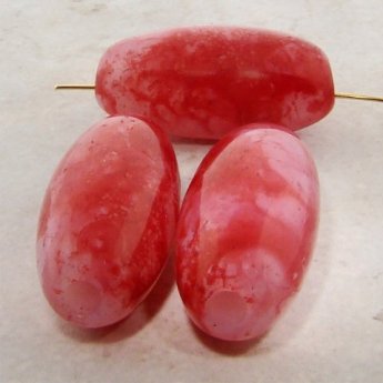 (image for) PINK MARBLE 39X19MM OVAL SMOOTH BEADS - Lot of 12