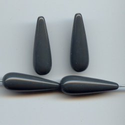DARK GREY 30X10MM TEAR DROP BEADS - Lot of 12