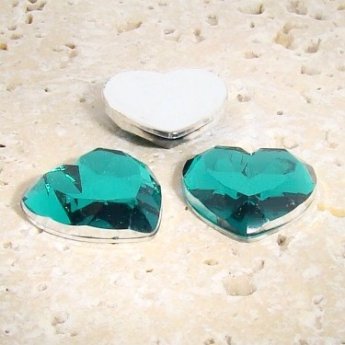 Teal Jewel Faceted - 18mm. Heart Domed Cabochons - Lots of 144