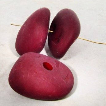 BURGUNDY MATTE 43X31MM NUGGET BEADS - Lot of 12