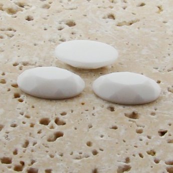 White Opaque Faceted - 25x18mm. Oval Cabochons - Lots of 72