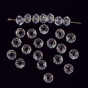 CRYSTAL 7x10MM FACETED DONUT BEADS - Lot of 12