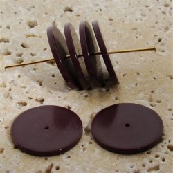 DARK BROWN 23X2MM FLAT ROUND SPACER BEADS - Lot of 12