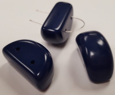(image for) NAVY BLUE 24x12mm. SMOOTH 2 HOLE CRESCENT BEADS - Lots of 12