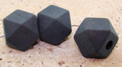 GREY MATTE 20MM LARGE HOLE FACETED BEADS - Lot of 12