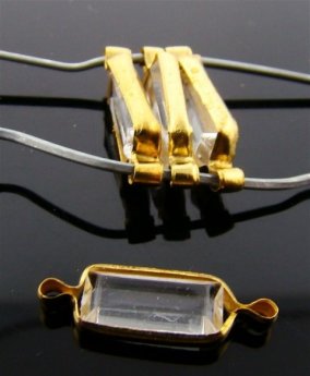CRYSTAL 10X5MM OCTAGON 2-LOOP BRASS CHANNELS - Lot of 144