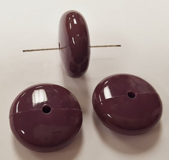 (image for) PLUM 8x18mm. SMOOTH ROUND SAUCER SPACER BEADS - Lots of 12