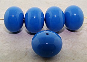 BLUE 16X12MM ROUND DONUT BEADS - Lot of 12