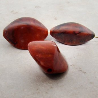 RUST MARBLE 35X30X18MM FLAT OVAL PEDAL BEADS - Lot of 12