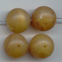 AMBER MARBLE MATTE 18MM ROUND BEADS - Lot of 12