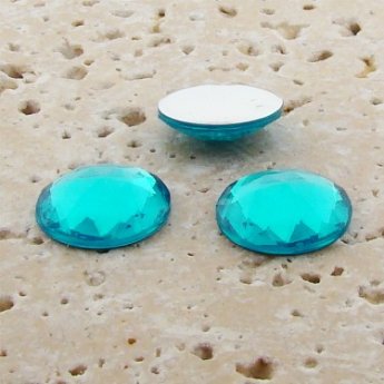(image for) Aqua Jewel Multi Faceted - 15mm Round Cabochons - Lots of 144