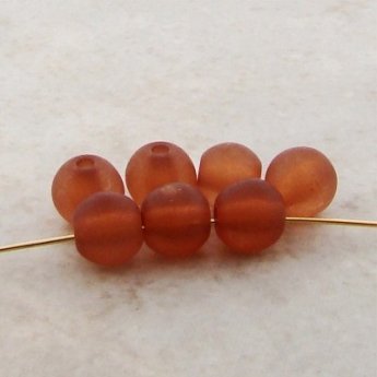 MATTE DARK TOPAZ 8MM SMOOTH ROUND BEADS - Lot of 12