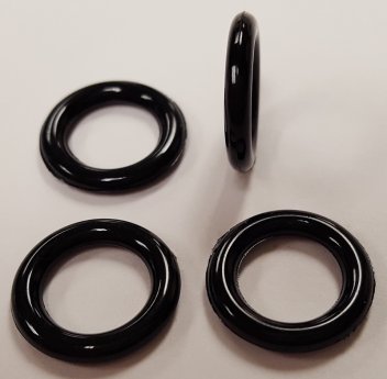 JET BLACK 16X3mm. ROUND SMOOTH RING BEADS - Lots of 12