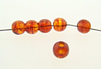 (image for) TORTOISE AMBER MARBLE 6MM SMOOTH ROUND BEADS - Lot of 12