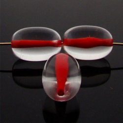 CRYSTAL RED LINED 20X14MM OVAL BEADS - Lot of 12