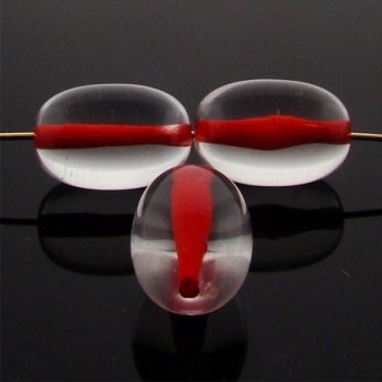 (image for) CRYSTAL RED LINED 20X14MM OVAL BEADS - Lot of 12