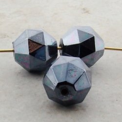 HEMATITE 15MM ROUND FACETED BEADS - Lot of 12