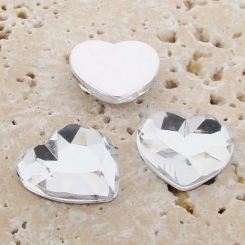 Crystal Jewel Faceted - 18mm. Heart Cabochons - Lots of 144