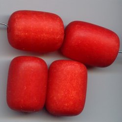 RED MATTE WASH 28X20MM BARREL BEADS - Lot of 12