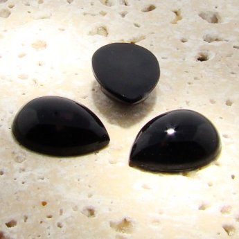 Jet Opaque - 18x13mm. Pear Domed Cabochons - Lots of 144