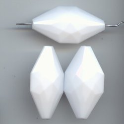 WHITE 38X20MM HEXAGON FACETED BEADS - Lot of 12