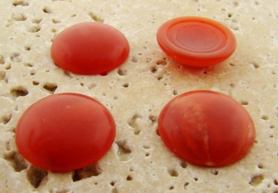 18mm. CORNELIAN MATTE MARBLE ROUND CABOCHONS - Lot of 48