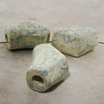 BLUE WATERSPOT 27X20MM ELBOW BEADS - Lot of 12